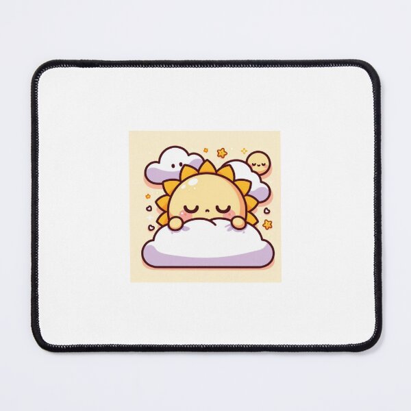 Item preview, Kawaii Sleepy Sun Sticker | Chibi Sun Waking Up from Cloud Blanket designed and sold by PastelPawsArt.