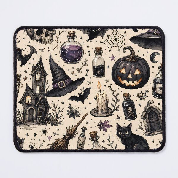 Item preview, Cute Halloween Black Cat Witch Pattern Art. designed and sold by HorrorInkStudio.