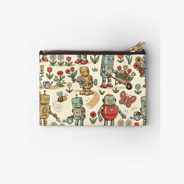 Item preview, Retro Tin Toy Robot Garden Pattern – Vintage 1950s Robot Flower Children Nursery Seamless Design designed and sold by SavinMercantile.