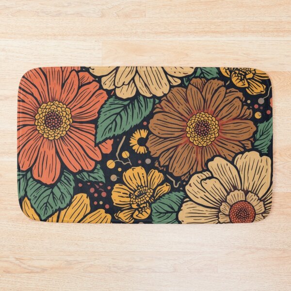 Item preview, Retro-colored flowers designed and sold by Art70shop.