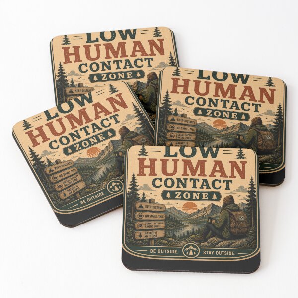 Item preview, Low Human Contact Zone – Retro Hiking Introvert Nature Design designed and sold by MotylekAnia.
