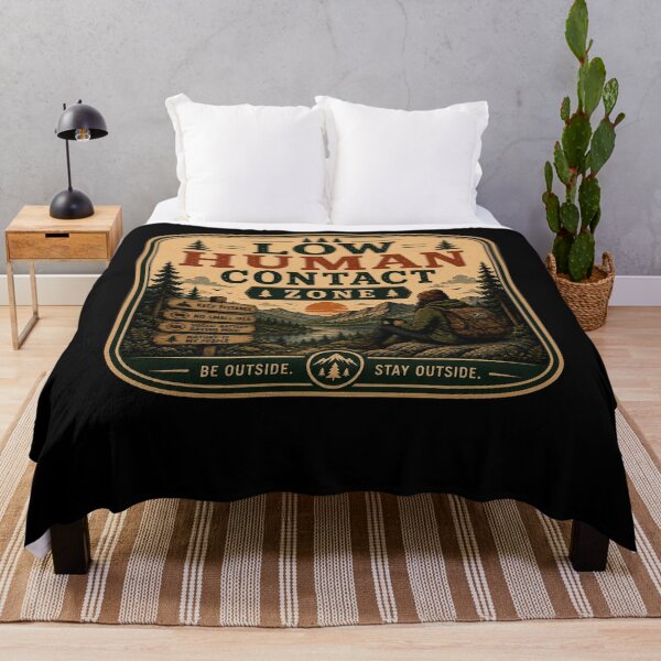 Item preview, Low Human Contact Zone – Retro Hiking Introvert Nature Design designed and sold by MotylekAnia.