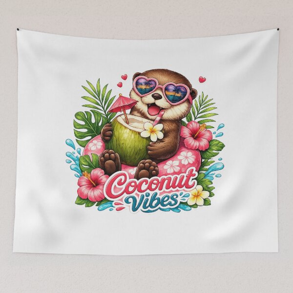 Item preview, Funny Otter Coconut Summer Art designed and sold by AureliasDesignStudio.