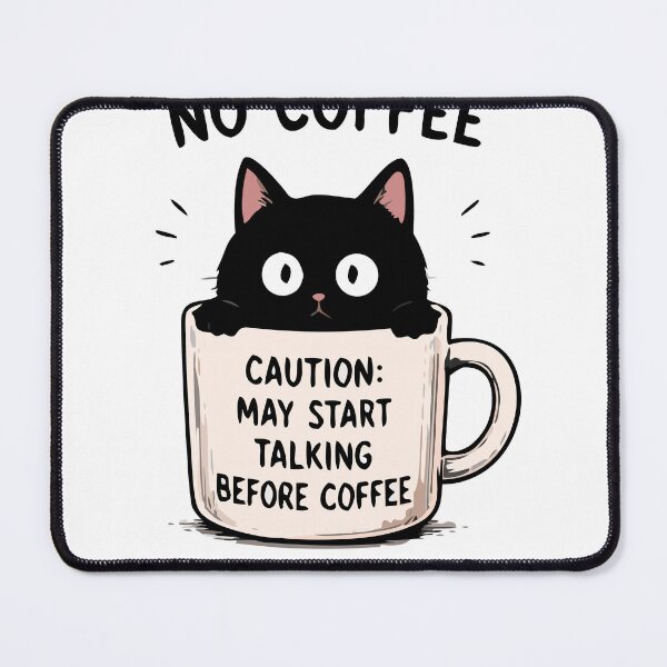 Item preview, No Coffee No Thoughts – Funny Black Cat Coffee Lover Shirt designed and sold by FAFshop.
