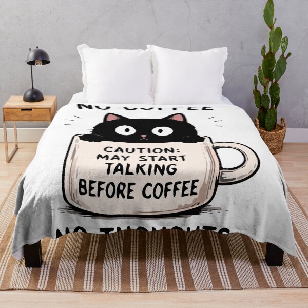 Item preview, No Coffee No Thoughts – Funny Black Cat Coffee Lover Shirt designed and sold by FAFshop.