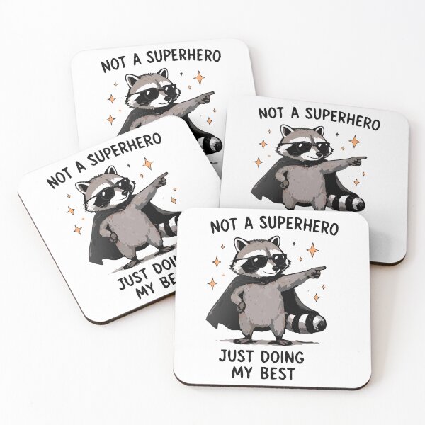 Item preview, Not A Superhero, Just Doing My Best – Funny Raccoon Motivation Shirt designed and sold by FAFshop.