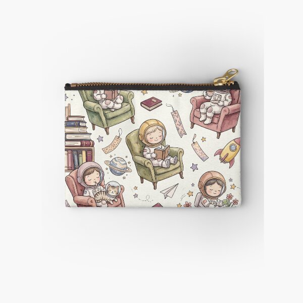 Item preview, Whimsical Astronaut Library Pattern – Cute Watercolor Reading Books Cosmic Children Nursery Design designed and sold by SavinMercantile.