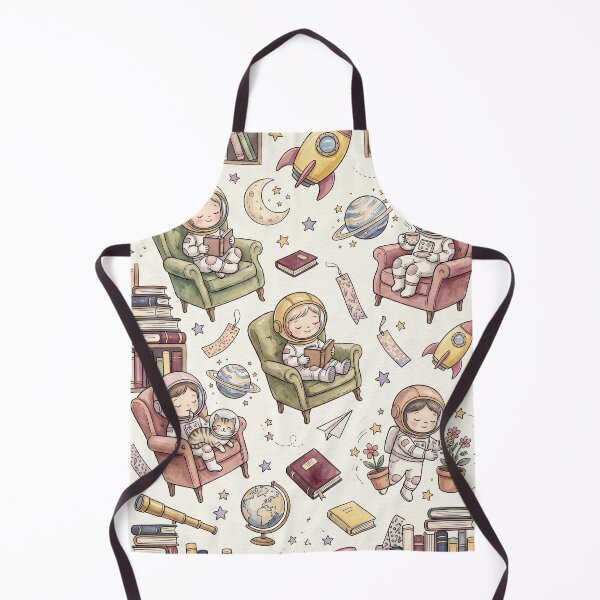 Item preview, Whimsical Astronaut Library Pattern – Cute Watercolor Reading Books Cosmic Children Nursery Design designed and sold by SavinMercantile.