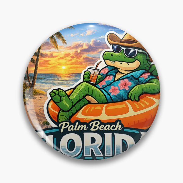 Item preview, Palm Beach Florida | Retro Stamp Design - Coastal History Sticker & Fridge Magnet designed and sold by devonclemon.