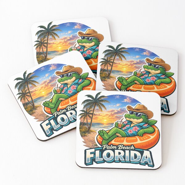Item preview, Palm Beach Florida | Retro Stamp Design - Coastal History Sticker & Fridge Magnet designed and sold by devonclemon.