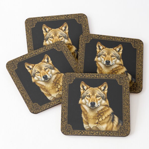 Item preview, Golden Wolf Portrait in Vintage Frame designed and sold by Phitwhim.