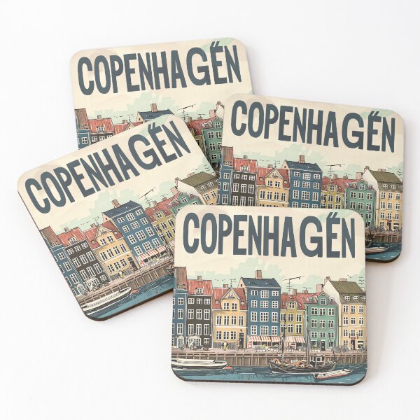 Item preview, Copenhagen Denmark Vintage Travel Poster Nyhavn Waterfront Illustration designed and sold by NarjaShop.