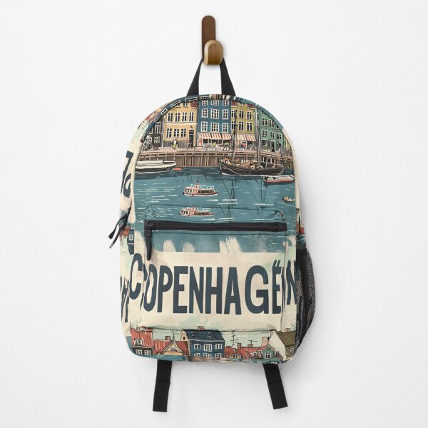 Item preview, Copenhagen Denmark Vintage Travel Poster Nyhavn Waterfront Illustration designed and sold by NarjaShop.
