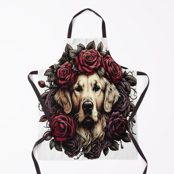 Item preview, Gothic Golden Retriever Dark Botanical Rose Art designed and sold by  AureliusX.