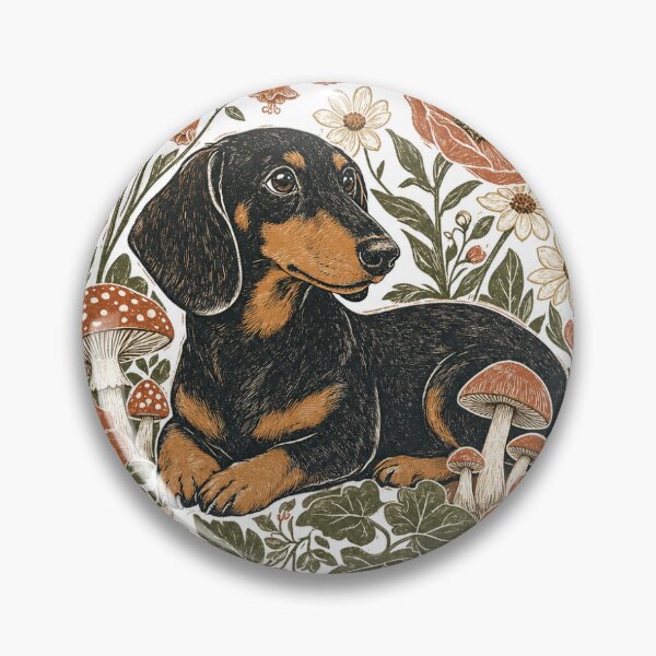 Item preview, Dachshund Wildflower Screenprint 1970s Cottagecore Art designed and sold by MossAndPixel.