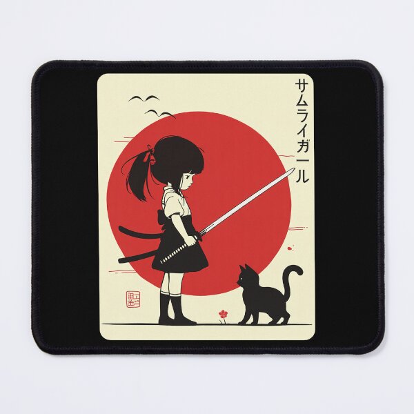 Item preview, Samurai Girl with Cat Vintage Japanese designed and sold by studio-ssaam.