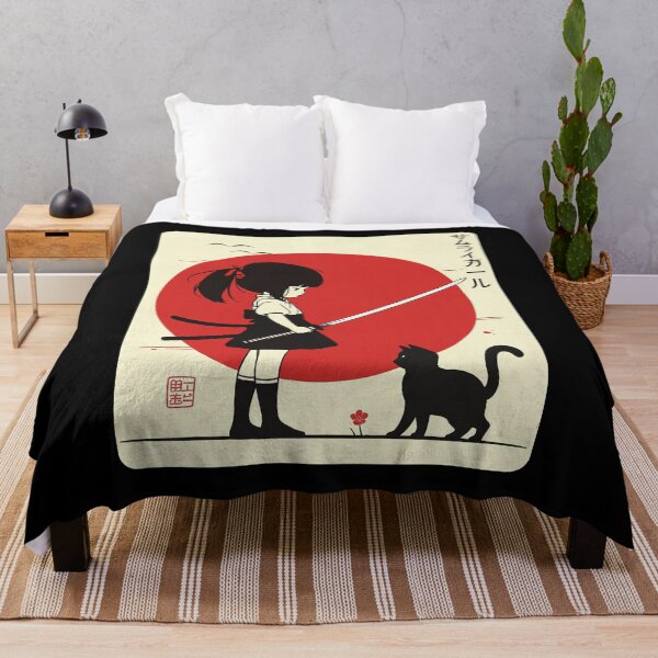 Item preview, Samurai Girl with Cat Vintage Japanese designed and sold by studio-ssaam.