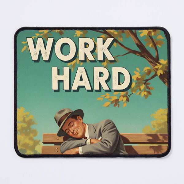 Item preview, Work Hard Nap Harder Funny Vintage Retro Office Humor designed and sold by Retro-Anime9.