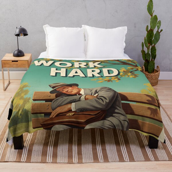 Item preview, Work Hard Nap Harder Funny Vintage Retro Office Humor designed and sold by Retro-Anime9.