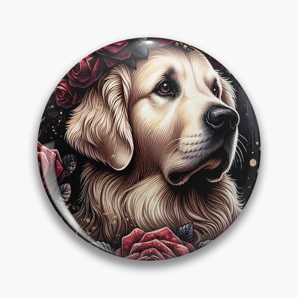 Item preview, Gothic Golden Retriever Dog Dark Botanical Rose Crown designed and sold by  AureliusX.