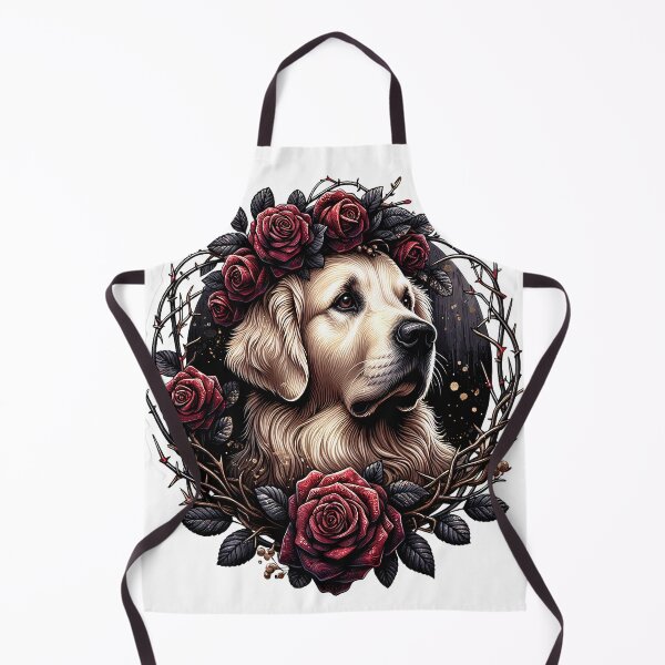Item preview, Gothic Golden Retriever Dog Dark Botanical Rose Crown designed and sold by  AureliusX.