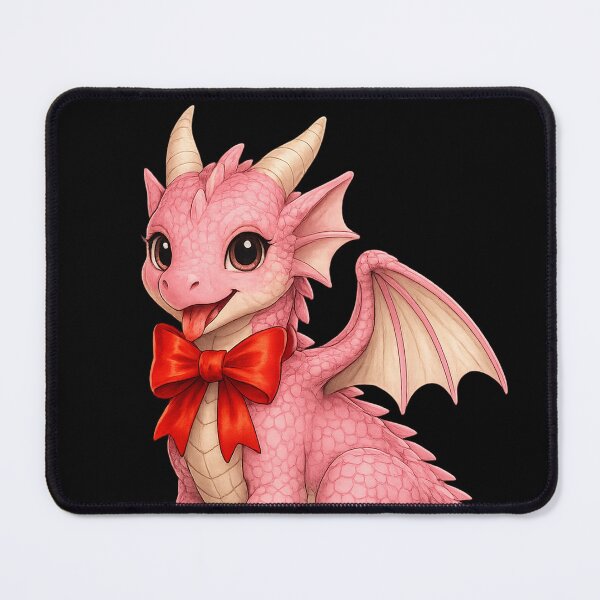 Item preview, Cute Pink Baby Dragon with Red Bow designed and sold by Hatchling Hollow.