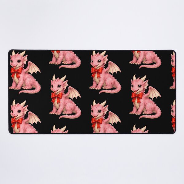 Item preview, Cute Pink Baby Dragon with Red Bow designed and sold by Hatchling Hollow.