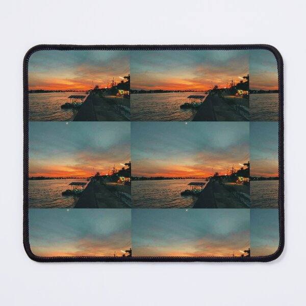 Item preview, Dramatic River Sunset with a Crescent Moon designed and sold by Dollacha.