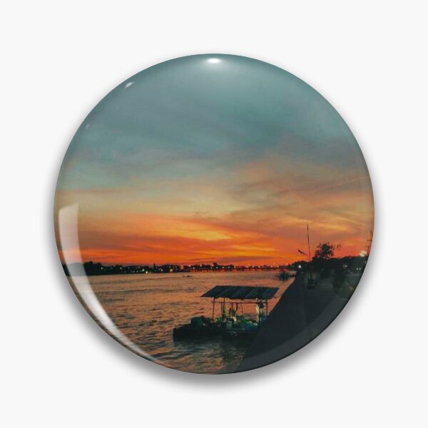 Item preview, Dramatic River Sunset with a Crescent Moon designed and sold by Dollacha.