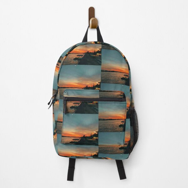 Item preview, Dramatic River Sunset with a Crescent Moon designed and sold by Dollacha.