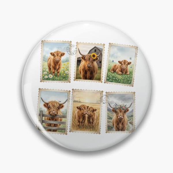 Item preview, Vintage Highland Cow Postage Stamp Collage designed and sold by Winarrts.