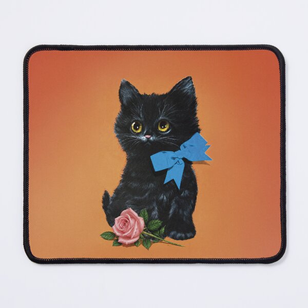 Item preview, Vintage Kitten Cute 80's Stationary in Bright Orange with Rose and Bow designed and sold by Plastic Memory Archive.
