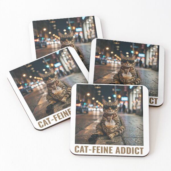 Item preview, Cat-Feine Addict Cool Cat Iced Coffee Shirt designed and sold by DigitalKingClub.