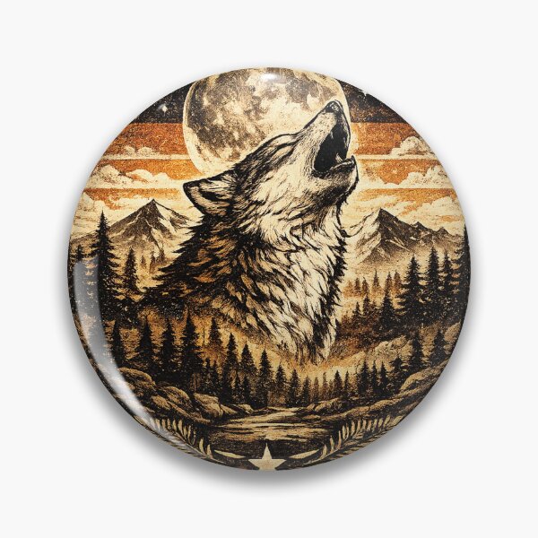 Item preview, Call of the Wild Wolf – Vintage Wilderness Badge designed and sold by JustResultsCo.
