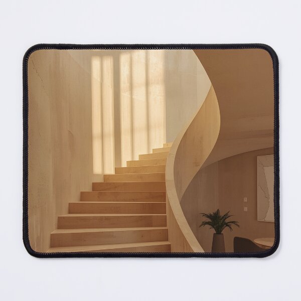 Item preview, Luxury Mediterranean Staircase Wall Art | Elegant Curved Beige Architecture Print designed and sold by VeloraNature.