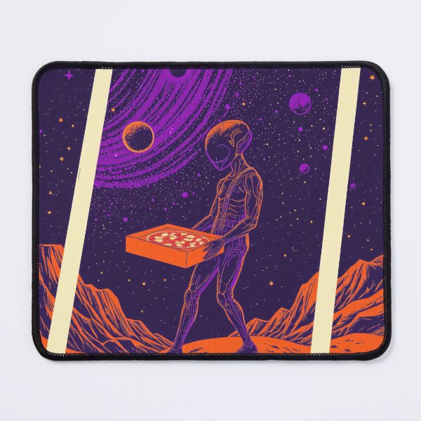 Item preview, Alien Pizza - Retro Space Poster Print designed and sold by dosuki Store.