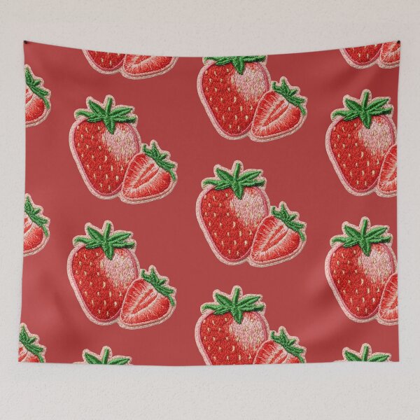 Item preview, Embroidered Strawberry Patch Art designed and sold by MegaNovaArt.