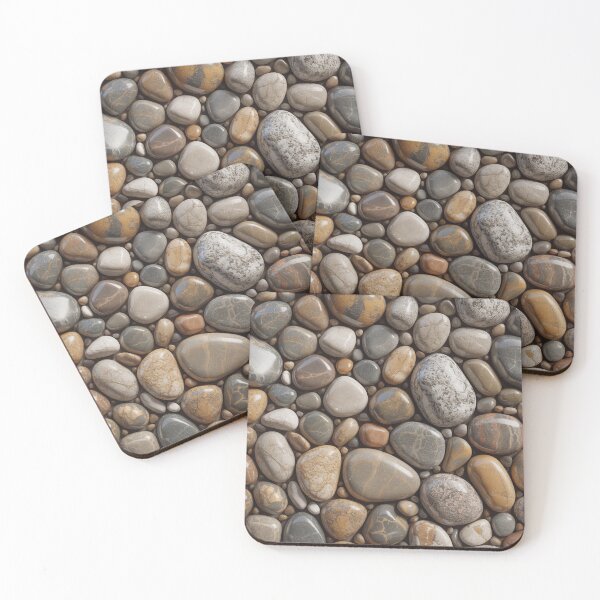 Item preview, Photorealistic Mixed River Pebble Pattern | Natural Grey Beige Stone Seamless Repeat designed and sold by Midnight Veil Designs.