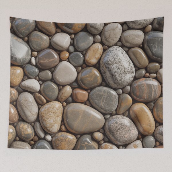 Item preview, Photorealistic Mixed River Pebble Pattern | Natural Grey Beige Stone Seamless Repeat designed and sold by Midnight Veil Designs.