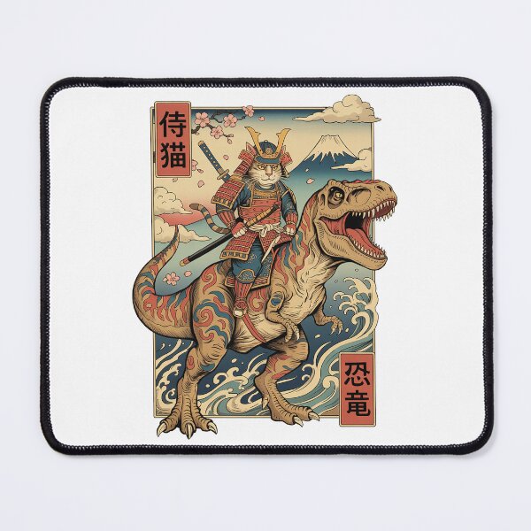 Item preview, Samurai Cat riding Dinosaur Vintage Japanese designed and sold by charoen-design.