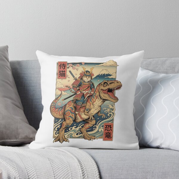 Item preview, Samurai Cat riding Dinosaur Vintage Japanese designed and sold by charoen-design.