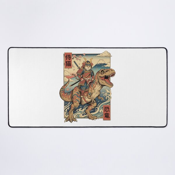 Item preview, Samurai Cat riding Dinosaur Vintage Japanese designed and sold by charoen-design.