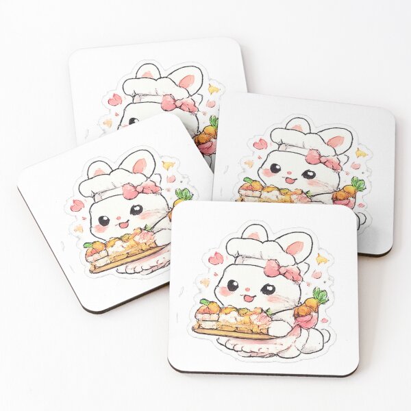 Item preview, Adorable Bunny Chef With Pastry Tray Sticker | Cute Kawaii Rabbit Bakery Art designed and sold by myteesmypassion.