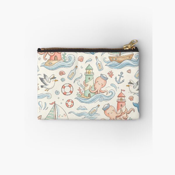 Item preview, Whimsical Octopus & Lighthouse Pattern – Cute Watercolor Nautical Whale Coastal Nursery Design designed and sold by SavinMercantile.