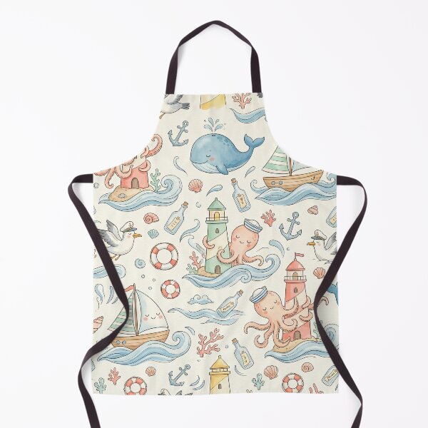 Item preview, Whimsical Octopus & Lighthouse Pattern – Cute Watercolor Nautical Whale Coastal Nursery Design designed and sold by SavinMercantile.