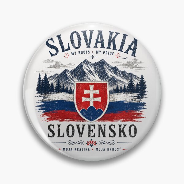 Item preview, Slovakia Pride Vintage Mountains Design | Slovak Heritage Gift designed and sold by NarodnySatnik.