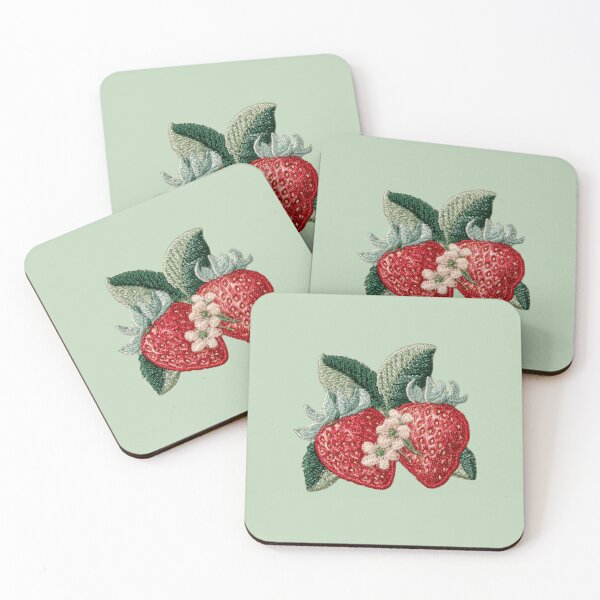 Item preview, Embroidered Strawberry Blossom Patch Art designed and sold by MegaNovaArt.