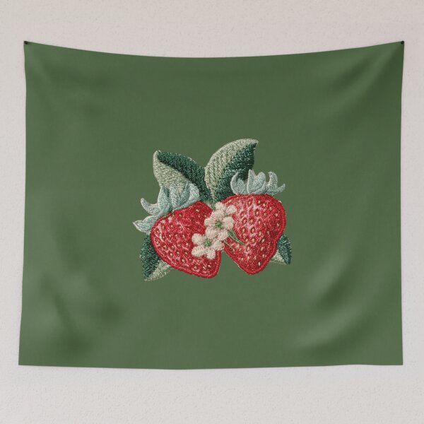 Item preview, Embroidered Strawberry Blossom Patch Art designed and sold by MegaNovaArt.