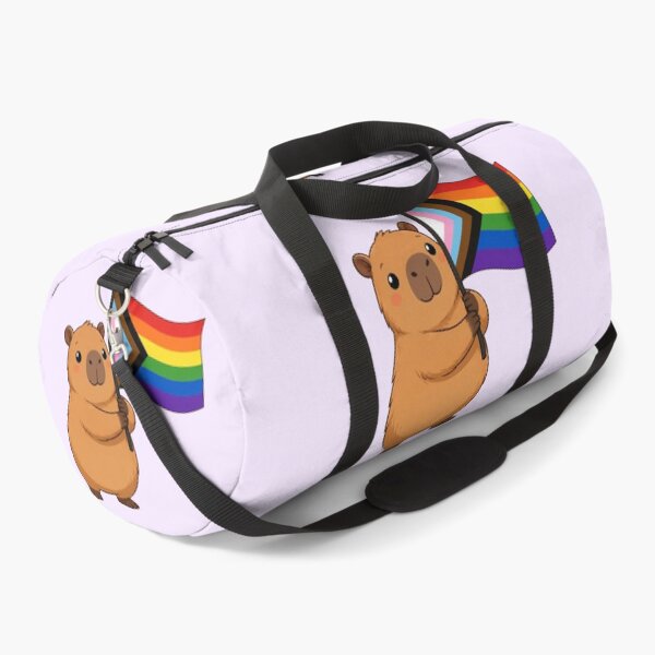 Item preview, Cute Capybara Holding Progress Pride Flag designed and sold by SweetLilith.