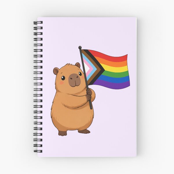 Item preview, Cute Capybara Holding Progress Pride Flag designed and sold by SweetLilith.